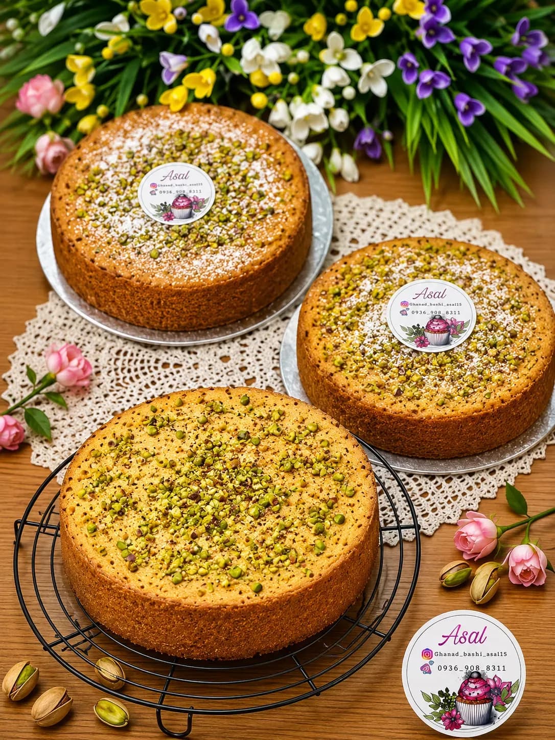 کیک زعفرانی پسته