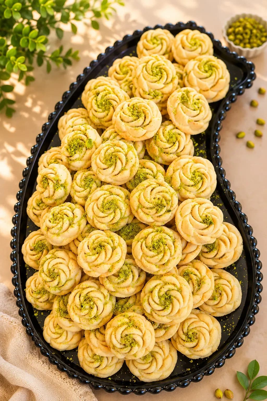 شیرینی گل رز پسته‌ای